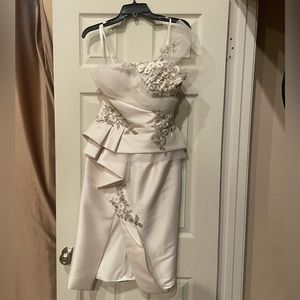 White Terani couture midi dress